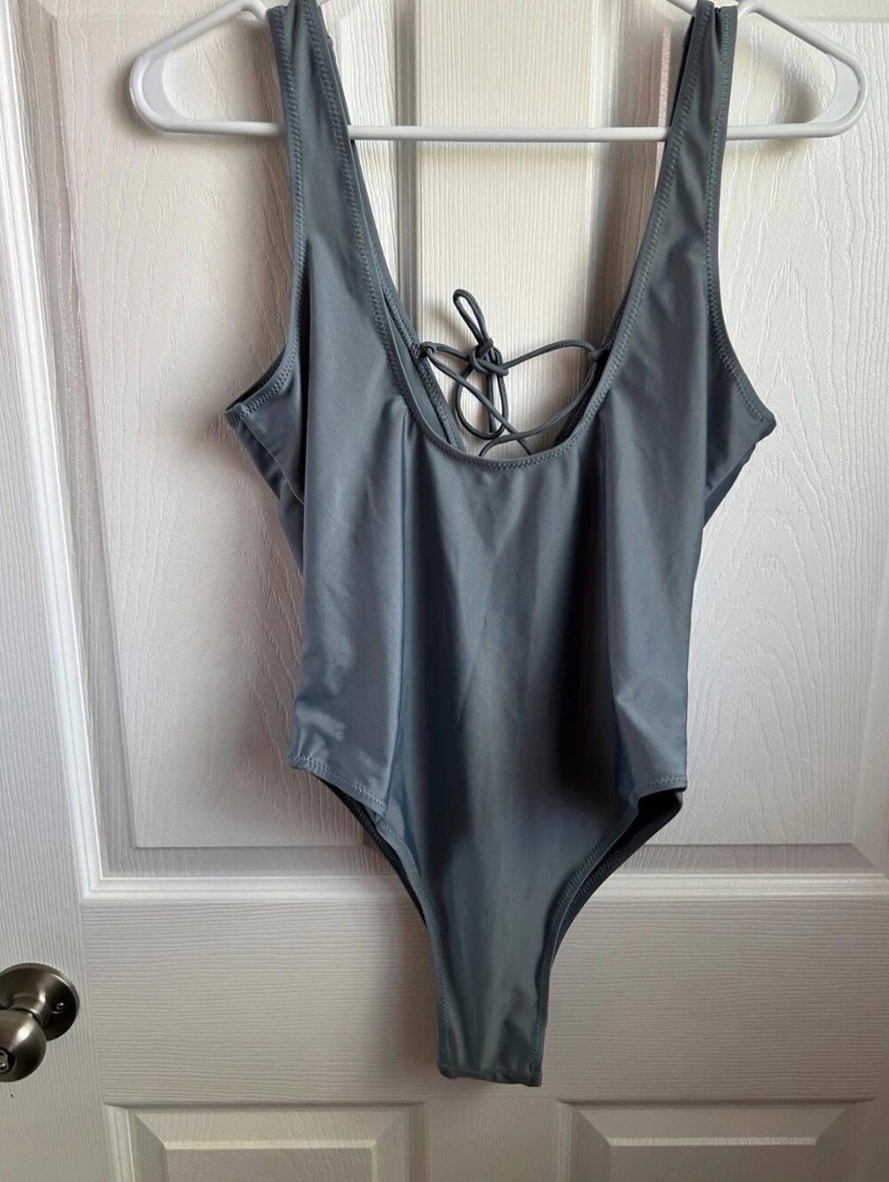 Sleek Gray One-Piece Swimsuit